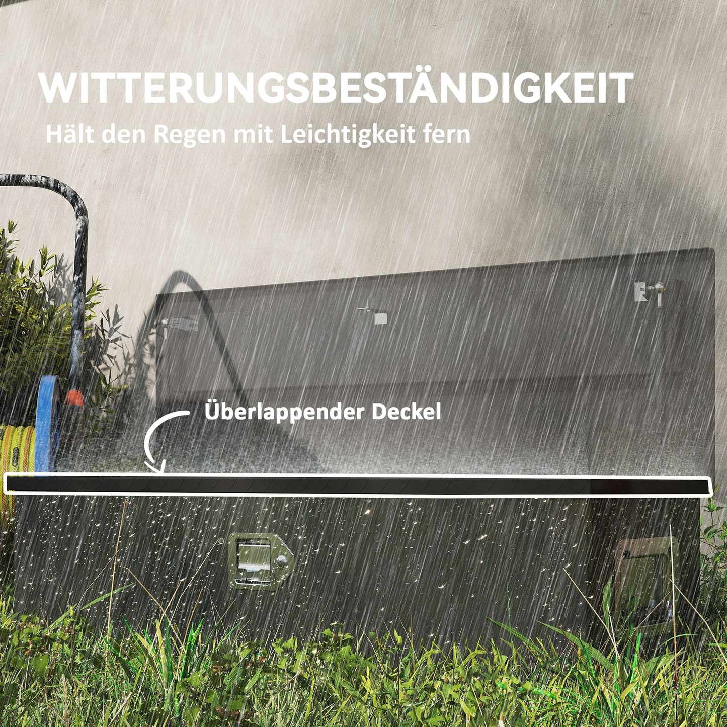 Black aluminum storage box - Lockable, 99 x 33 x 25.5 cm