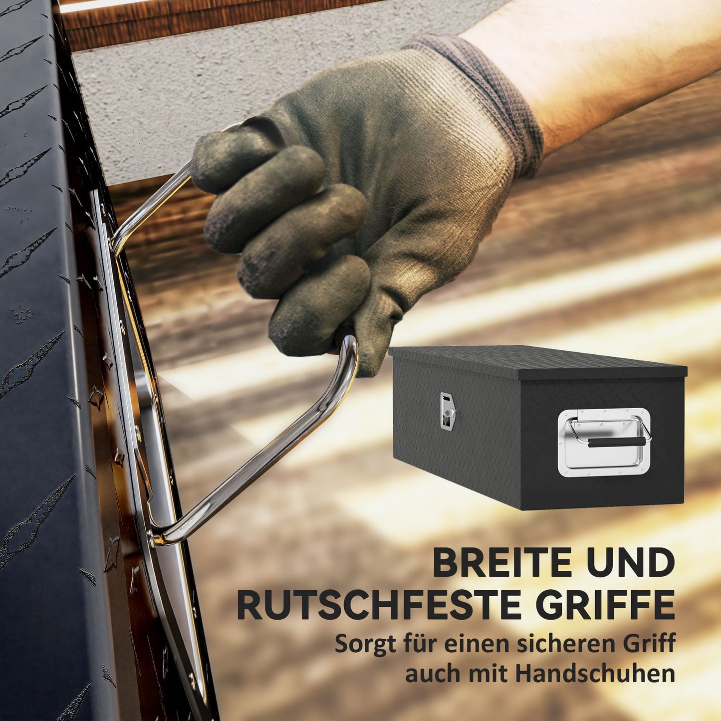 Black aluminum storage box - Lockable, 99 x 33 x 25.5 cm