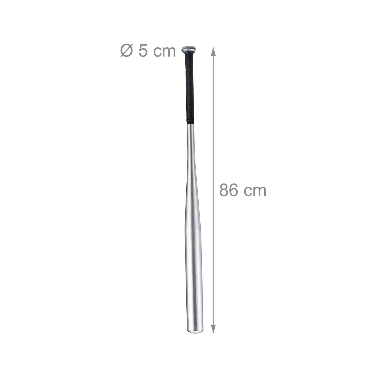 Aluminum baseball bat in silver