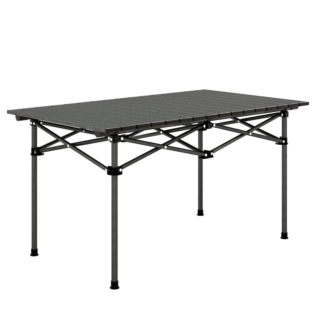 Aluminum camping table for 4-6 people, foldable picnic table with carrying bag, black