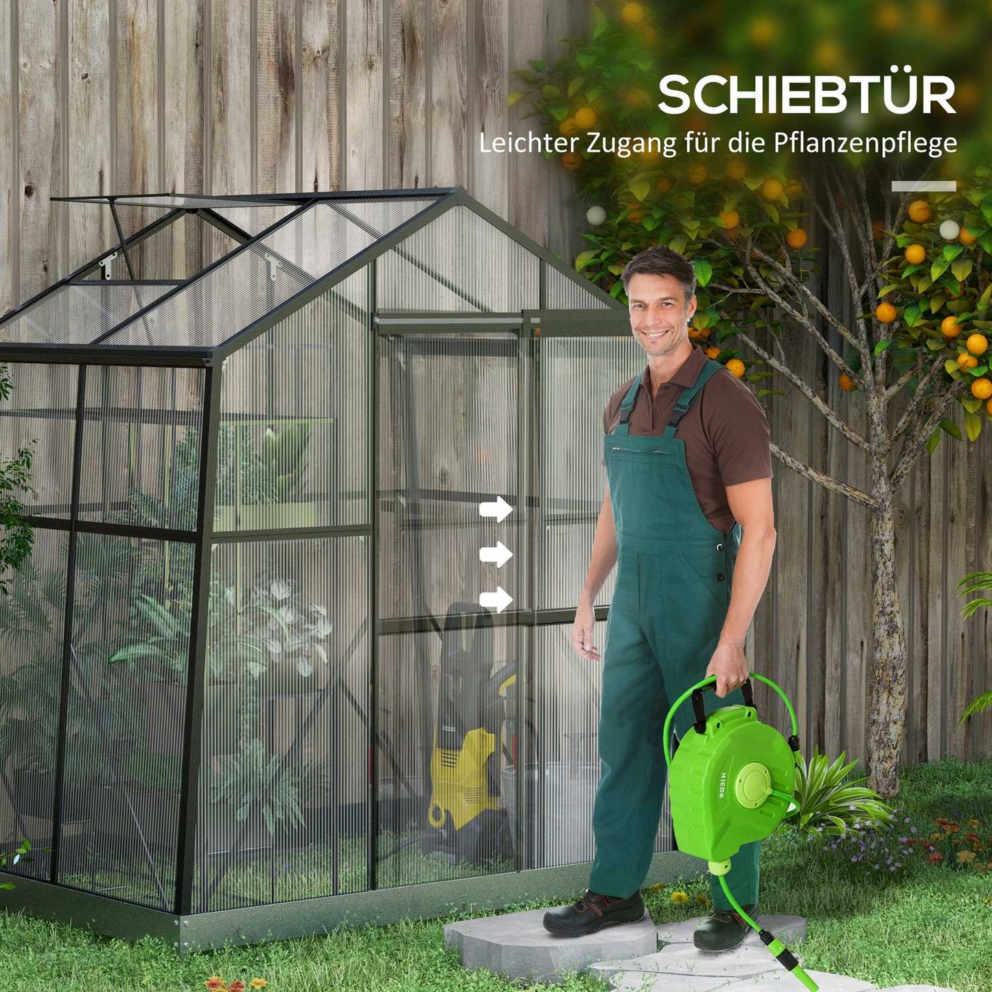 Aluminum greenhouse with window and sliding door, 2.51 m²