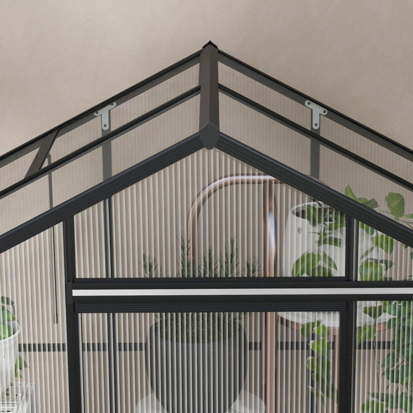 Aluminum greenhouse with window and sliding door, 2.51 m²
