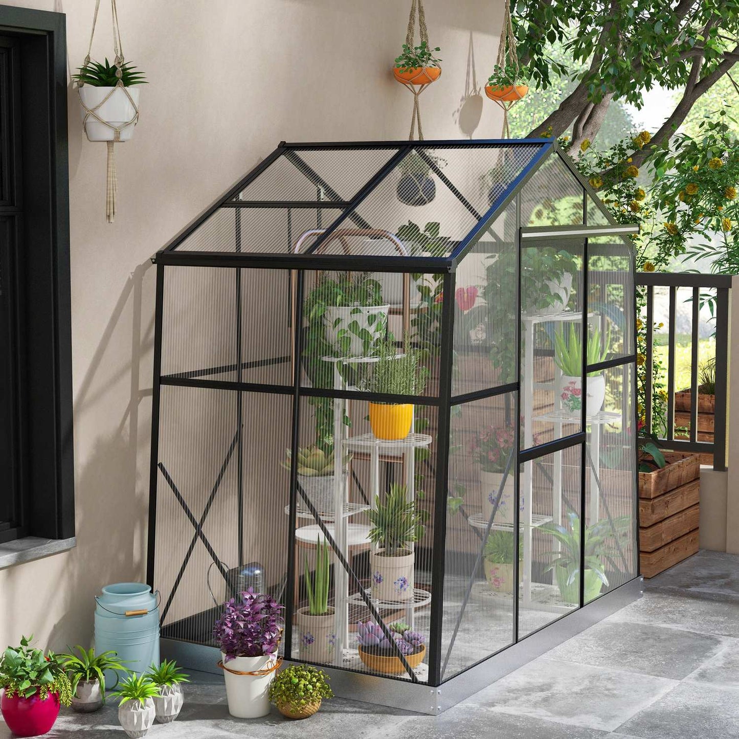 Aluminum greenhouse with window and sliding door, 2.51 m²