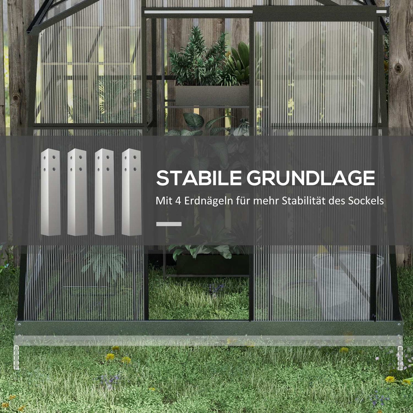 Aluminum greenhouse with window and sliding door, 2.51 m²