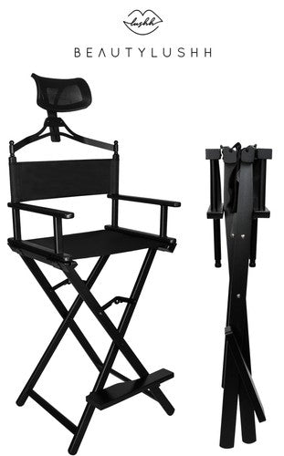 Aluminum makeup chair with headrest