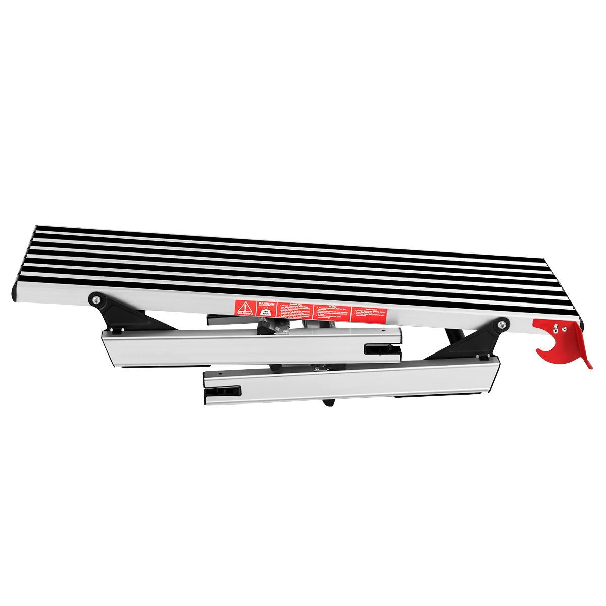 Aluminum work platform folding workbench with anti-slip mats 126 x 52.5 x 49.5 cm silver