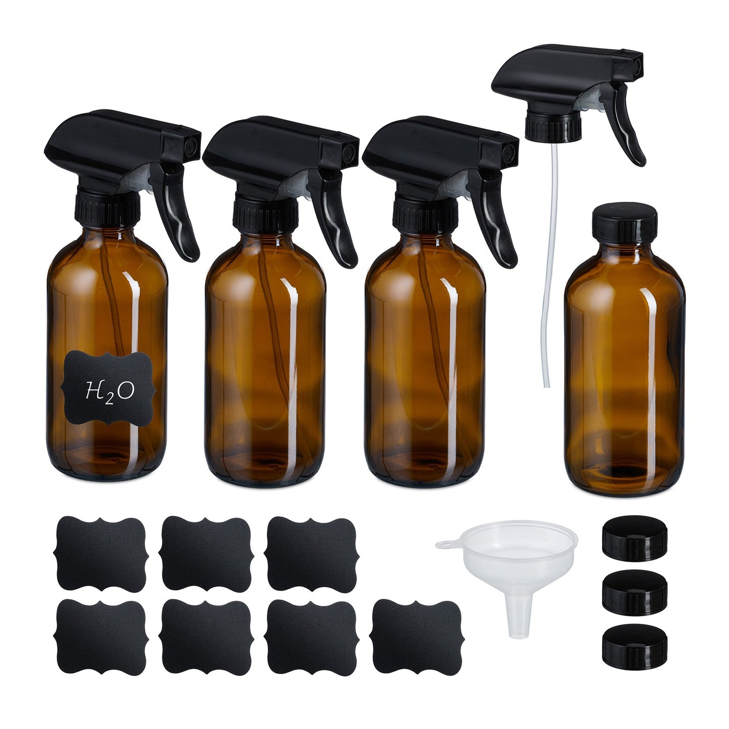 Amber Glass Spray Bottles, Set of 4 – UV Protection