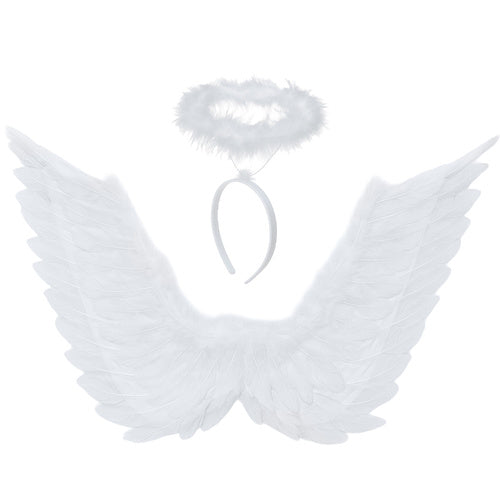 Angel Wings Costume Set with Halo – 70 x 45 cm, White