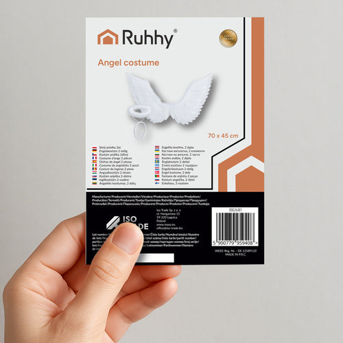Angel Wings Costume Set with Halo – 70 x 45 cm, White