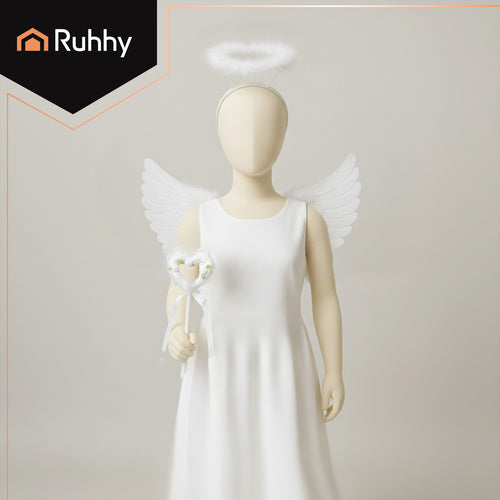 Angel Wings Costume Set with Halo and Wand