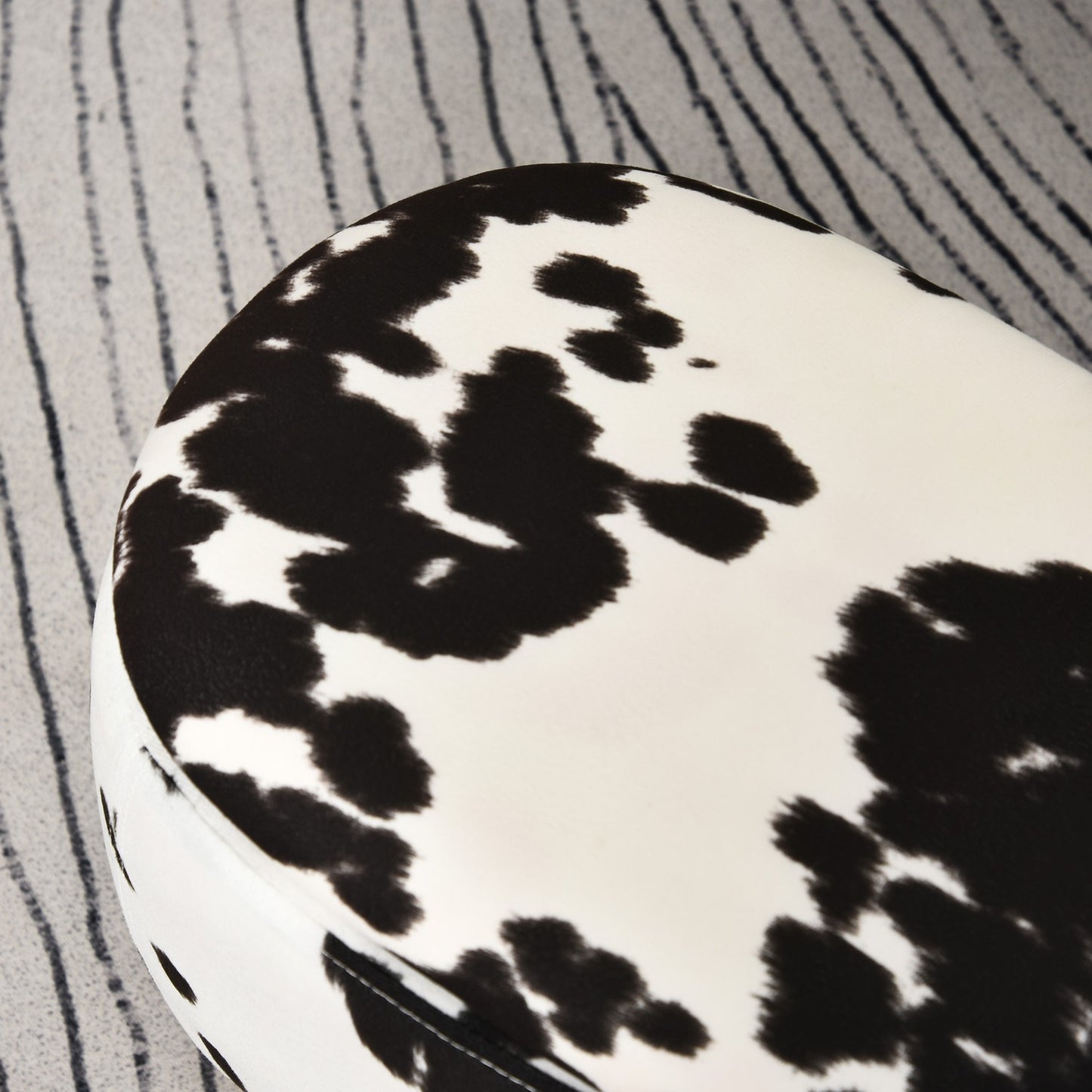Animal stool with storage, stuffed pig design, black/white