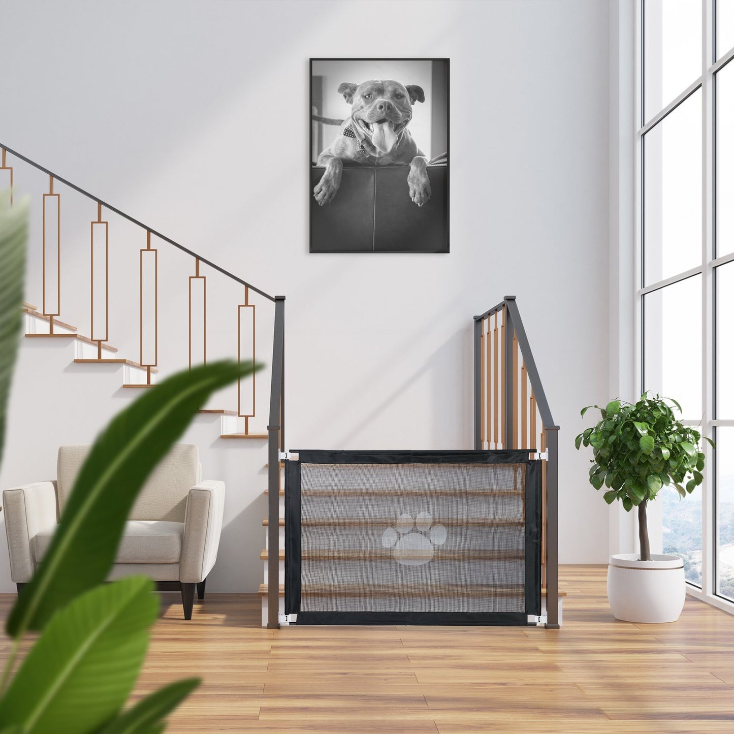 Animal protection gate for door and stairs