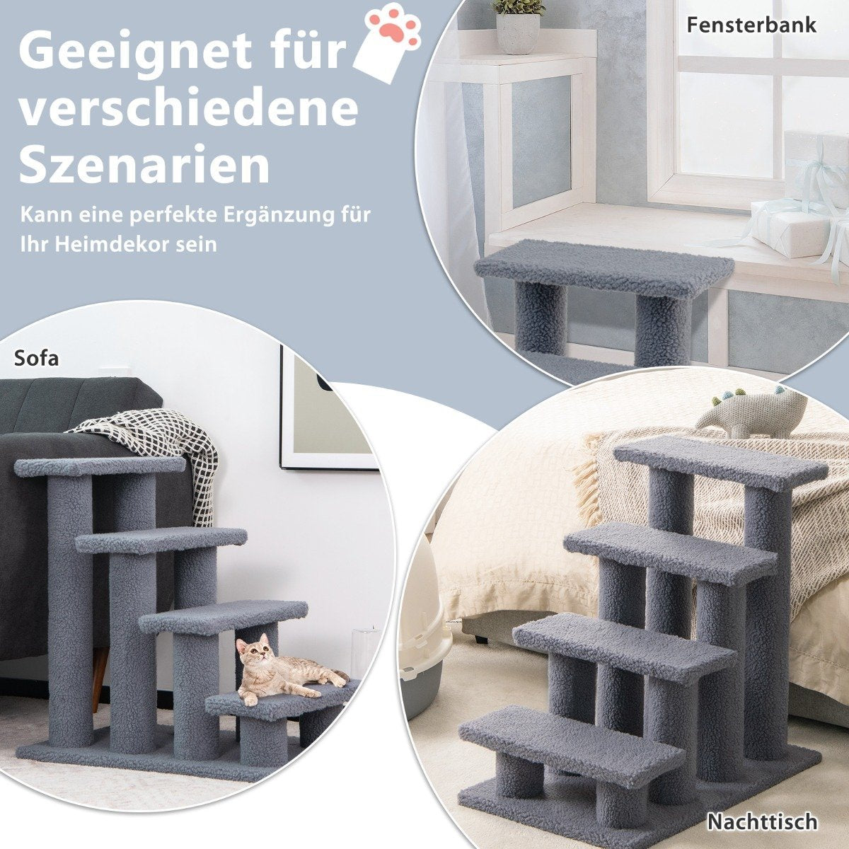 Animal stairs climbing tree cat stairs for cats up to 25 kg 61 x 41 x 60 cm gray