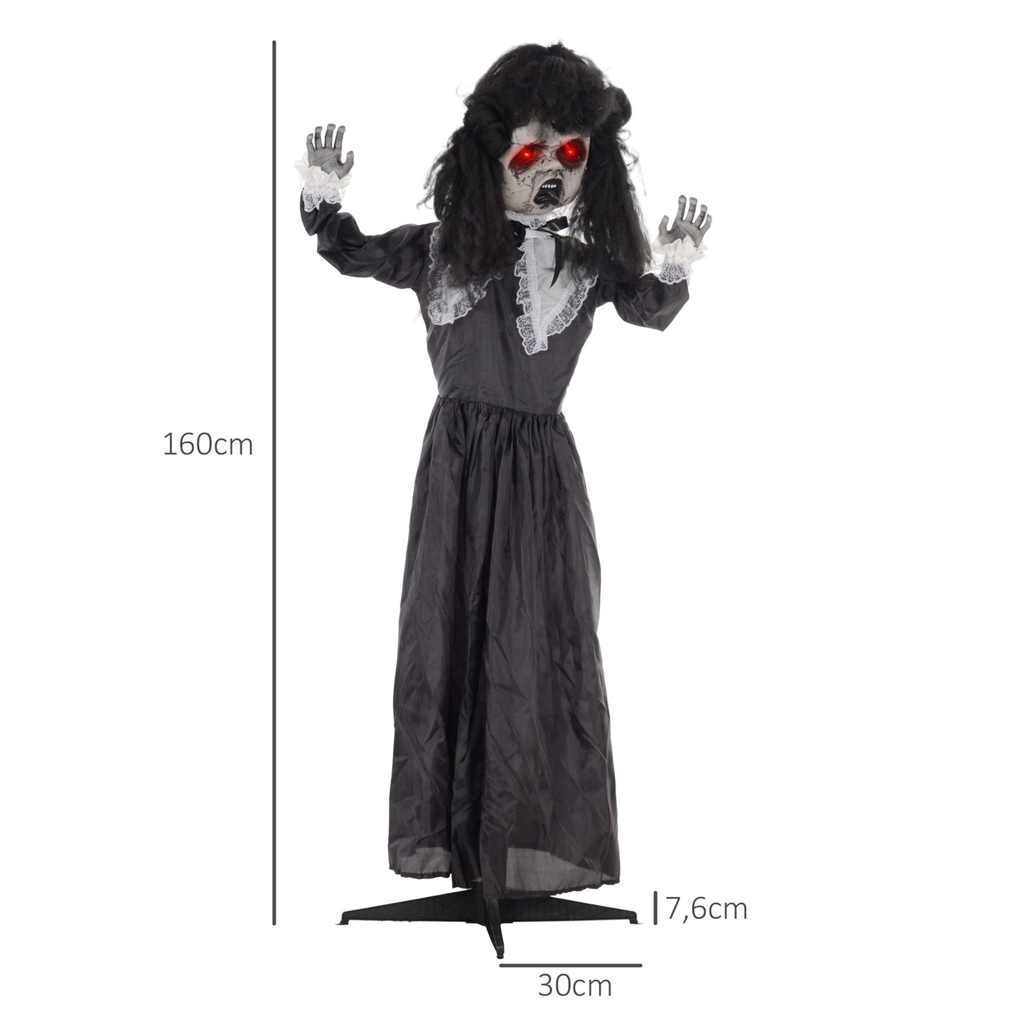 Animated Halloween Decoration – Black Lolita Girl, Sound-Activated