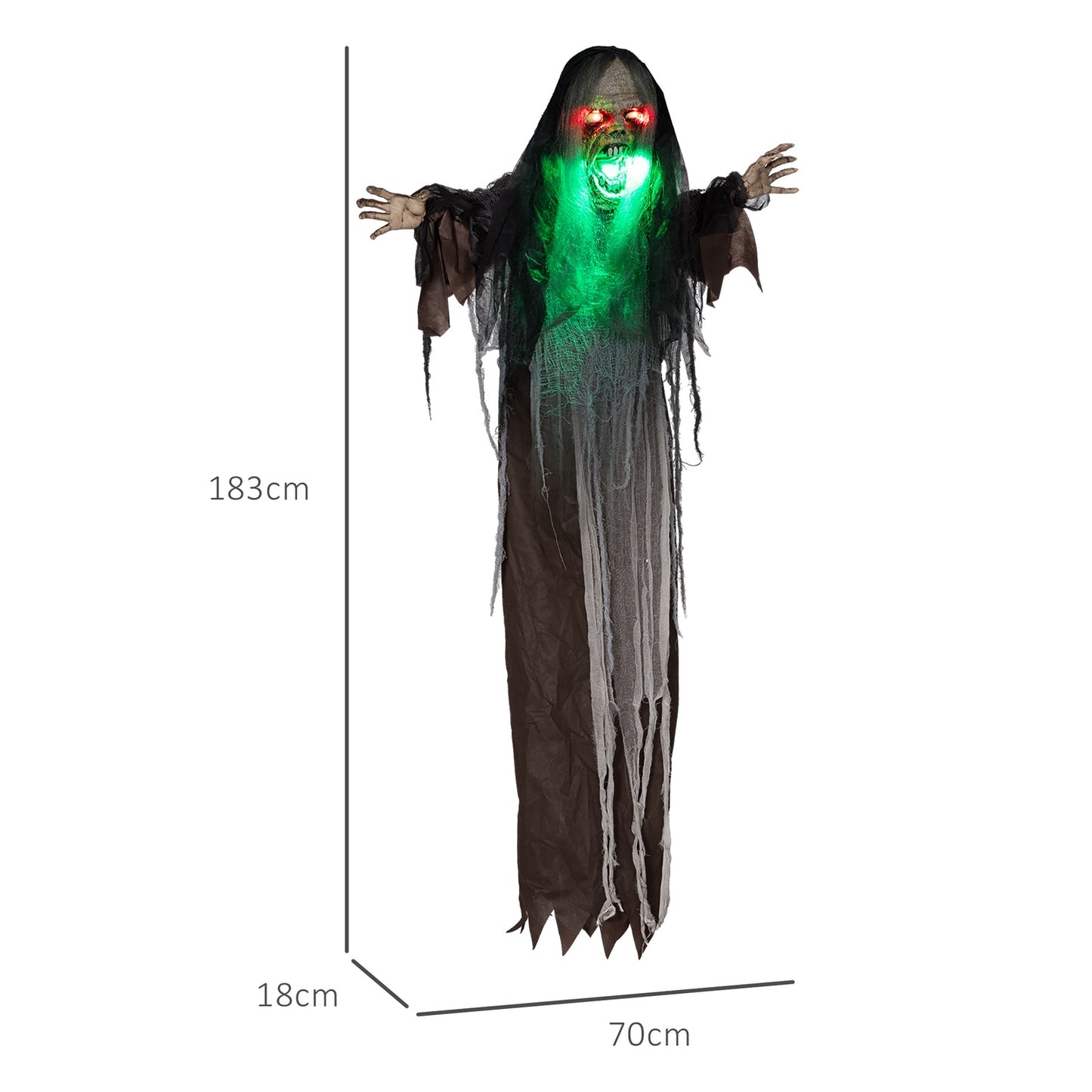 Animated Halloween Decoration with Lights and Sound, 183 cm