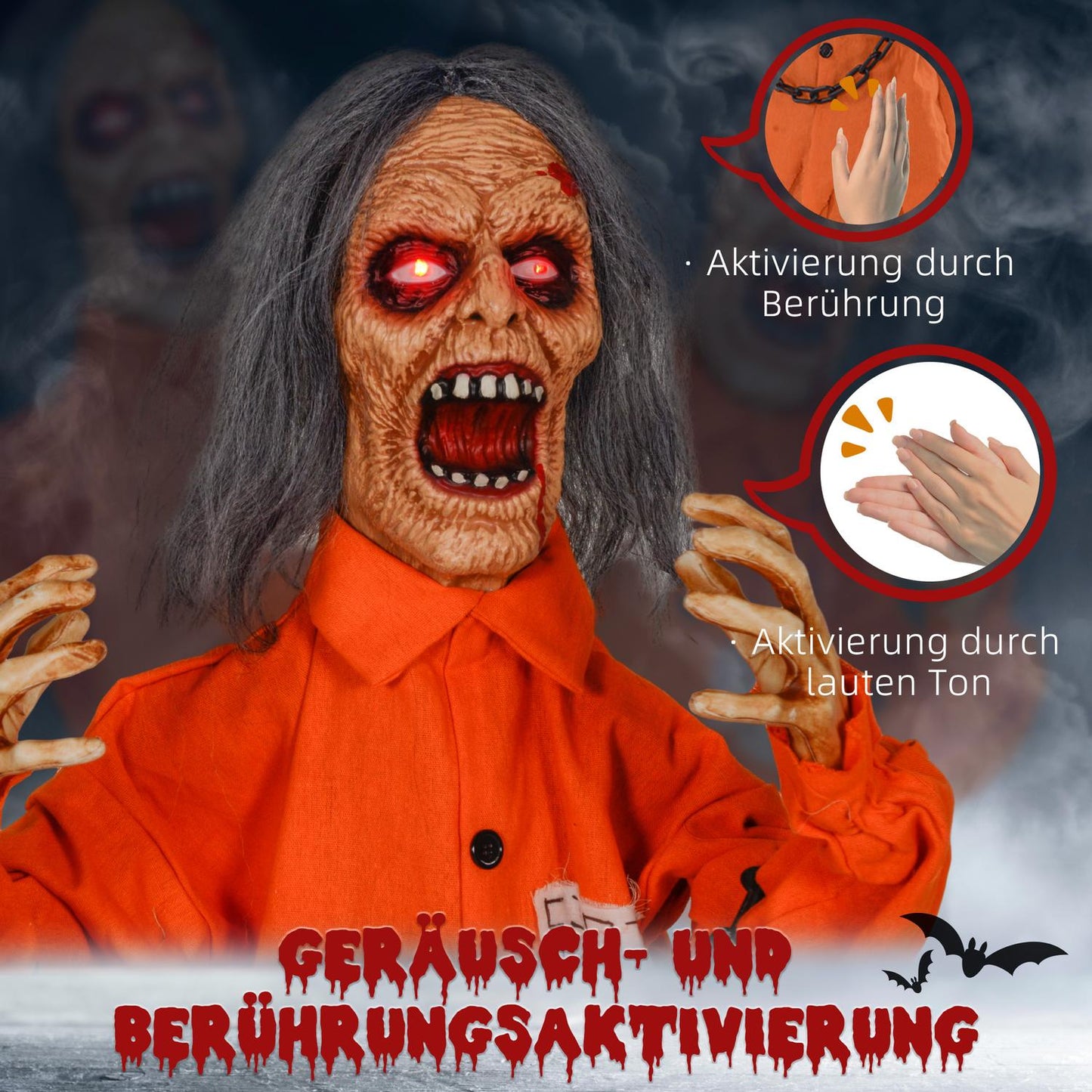 Animated Halloween Decoration with Sound and Light Effects