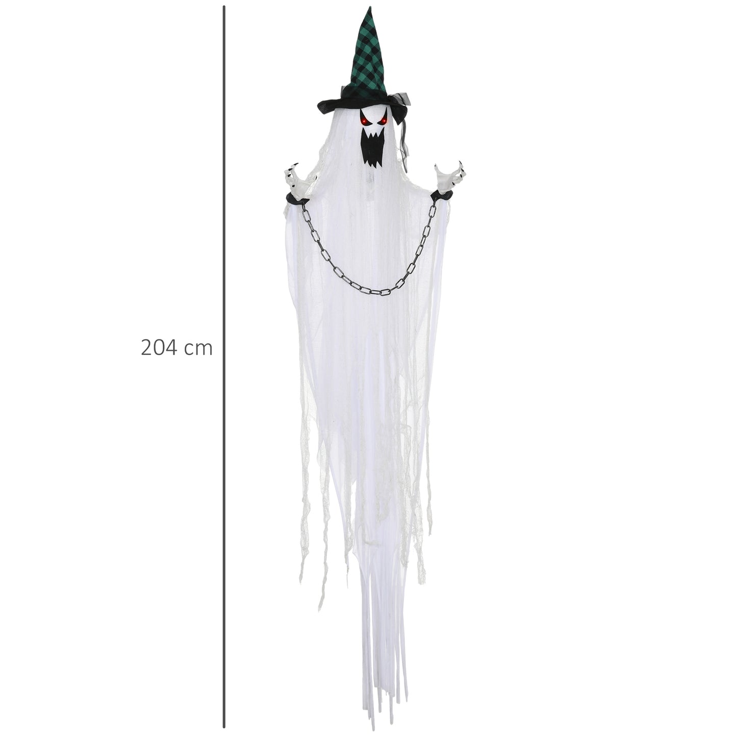 Animated Halloween Prop – Shaking Ghost with Red Eyes