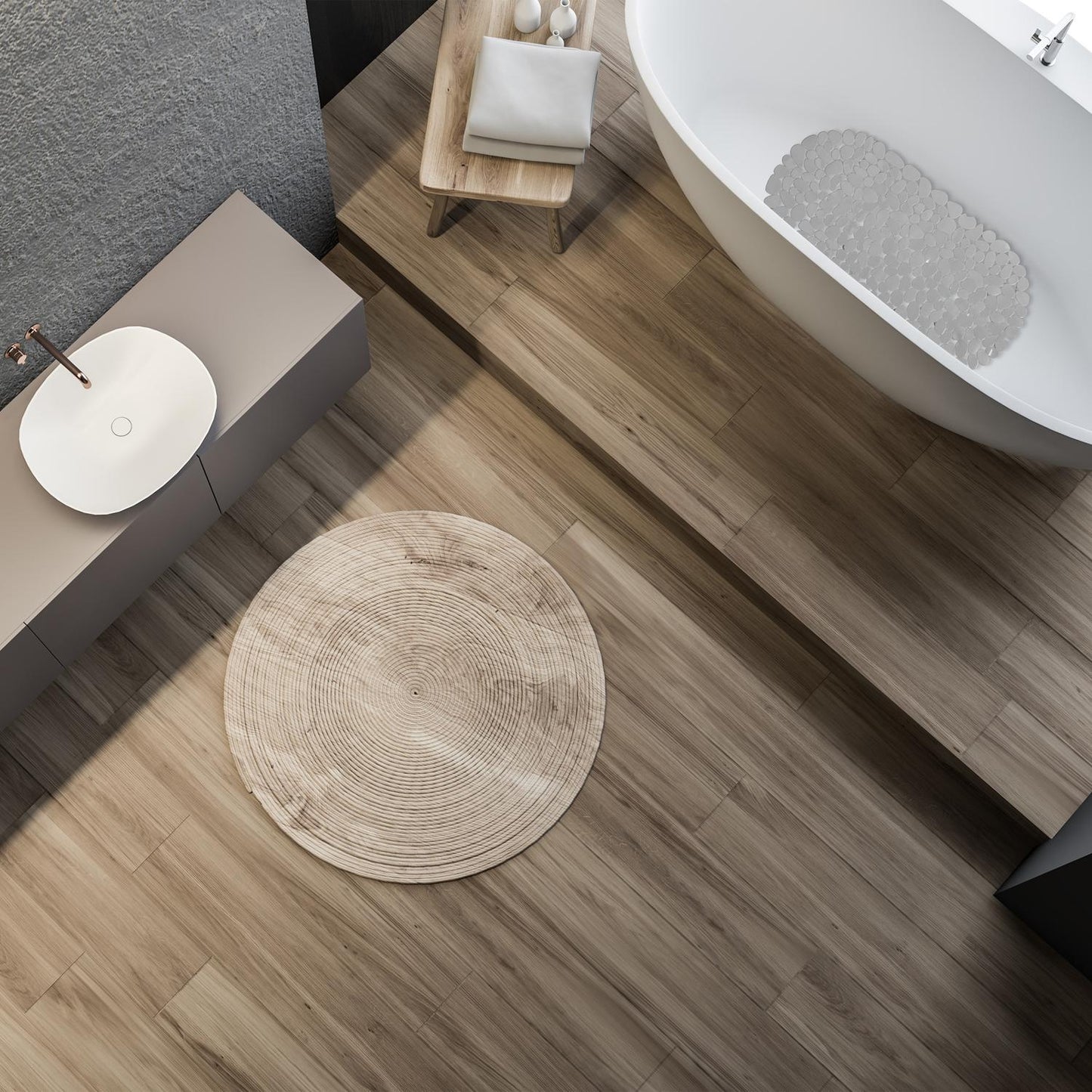 Anti-Slip Bath Mat Stone Design