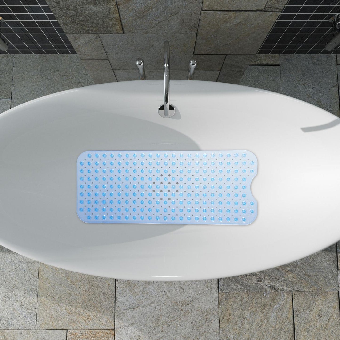 Anti-Slip Bathtub Mat with Massage and Drain Cutout