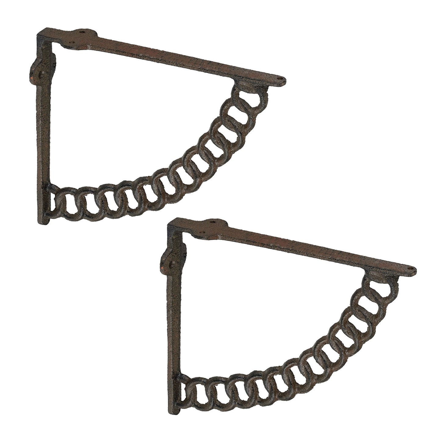 Antique Cast Iron Shelf Brackets, Chain Design, Set of 2