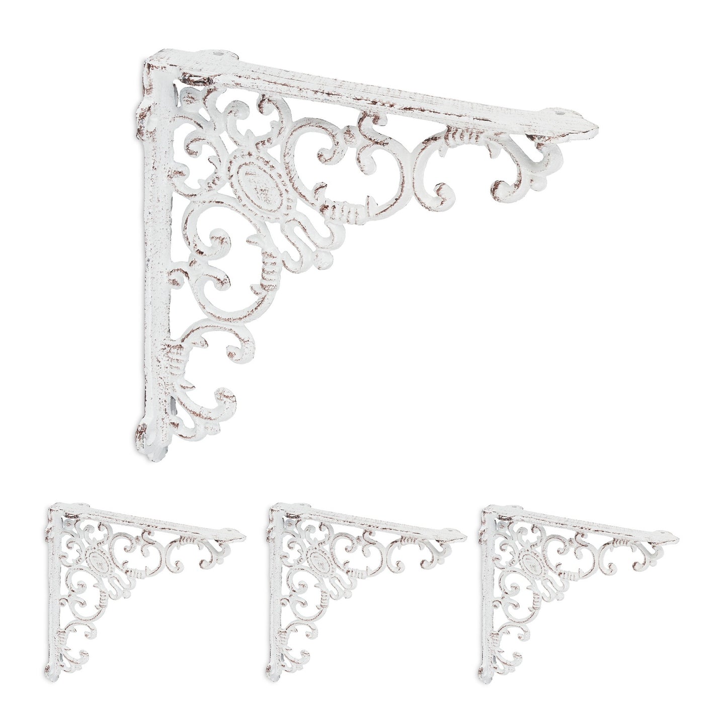 Antique Cast Iron Shelf Brackets, Set of 4