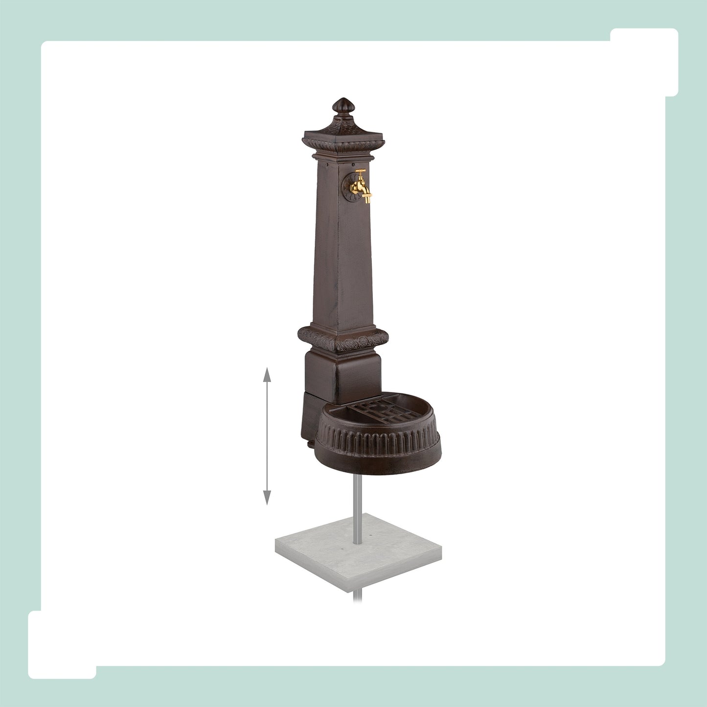 Antique Column Fountain with Tap & Basin, 100 cm