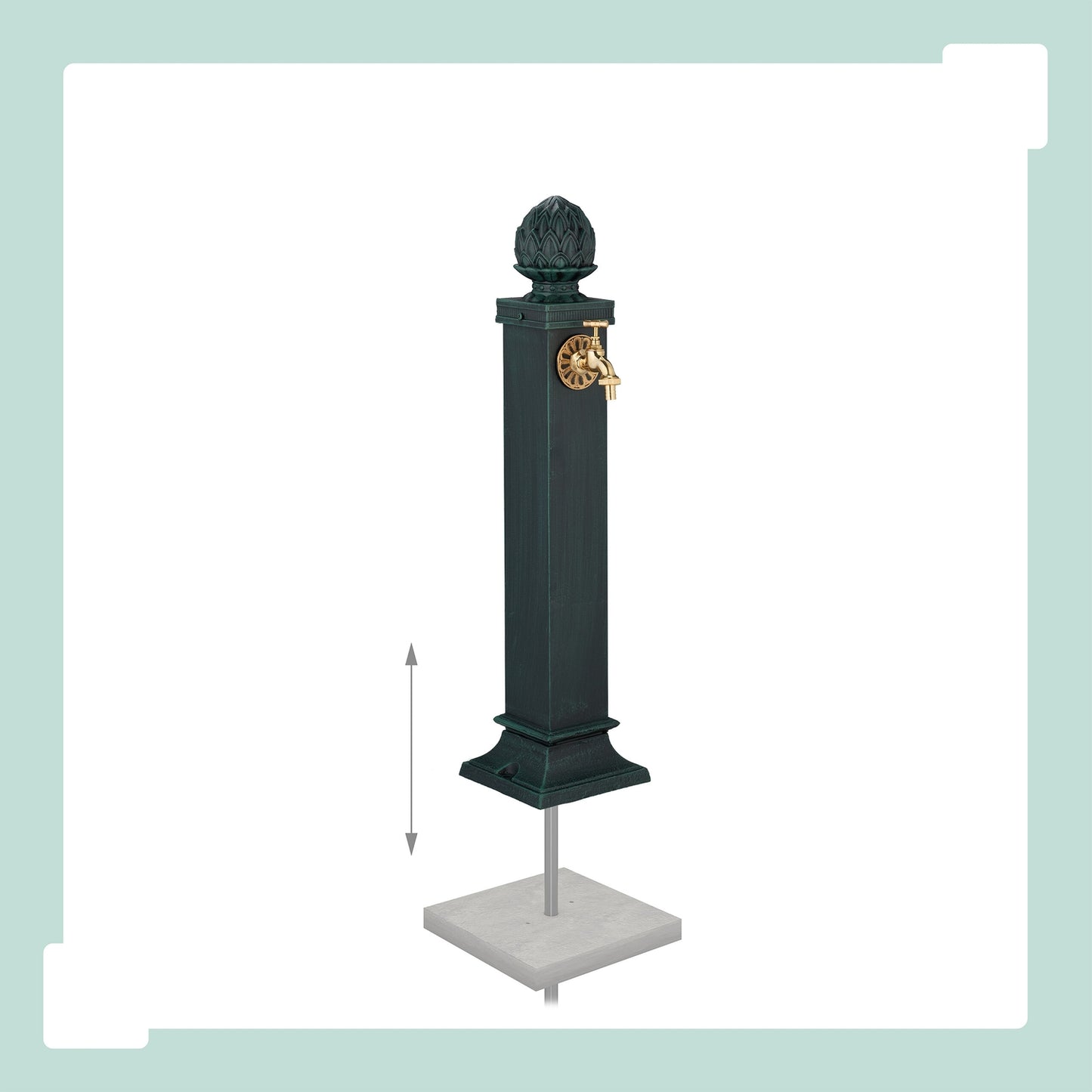 Antique Garden Fountain with Golden Tap, 80 cm