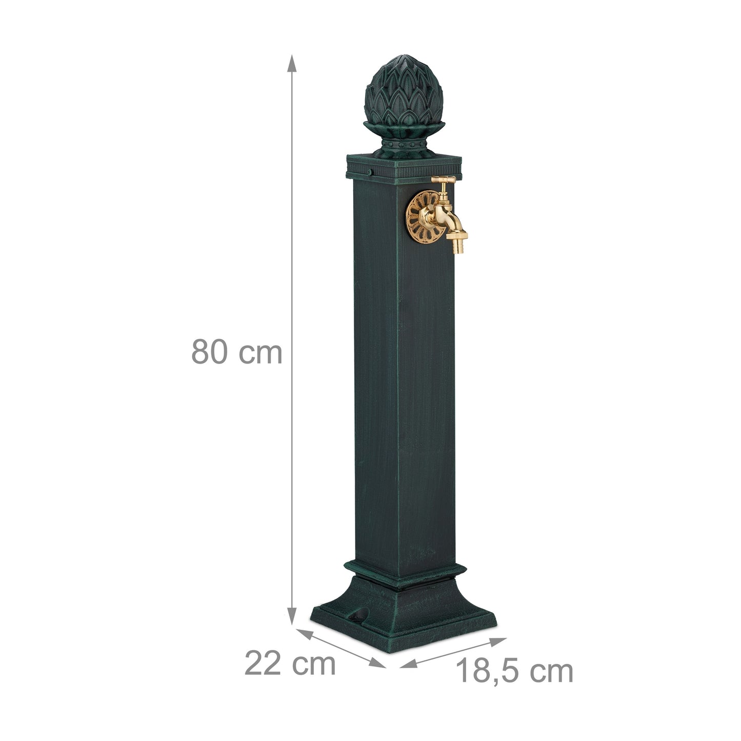 Antique Garden Fountain with Golden Tap, 80 cm