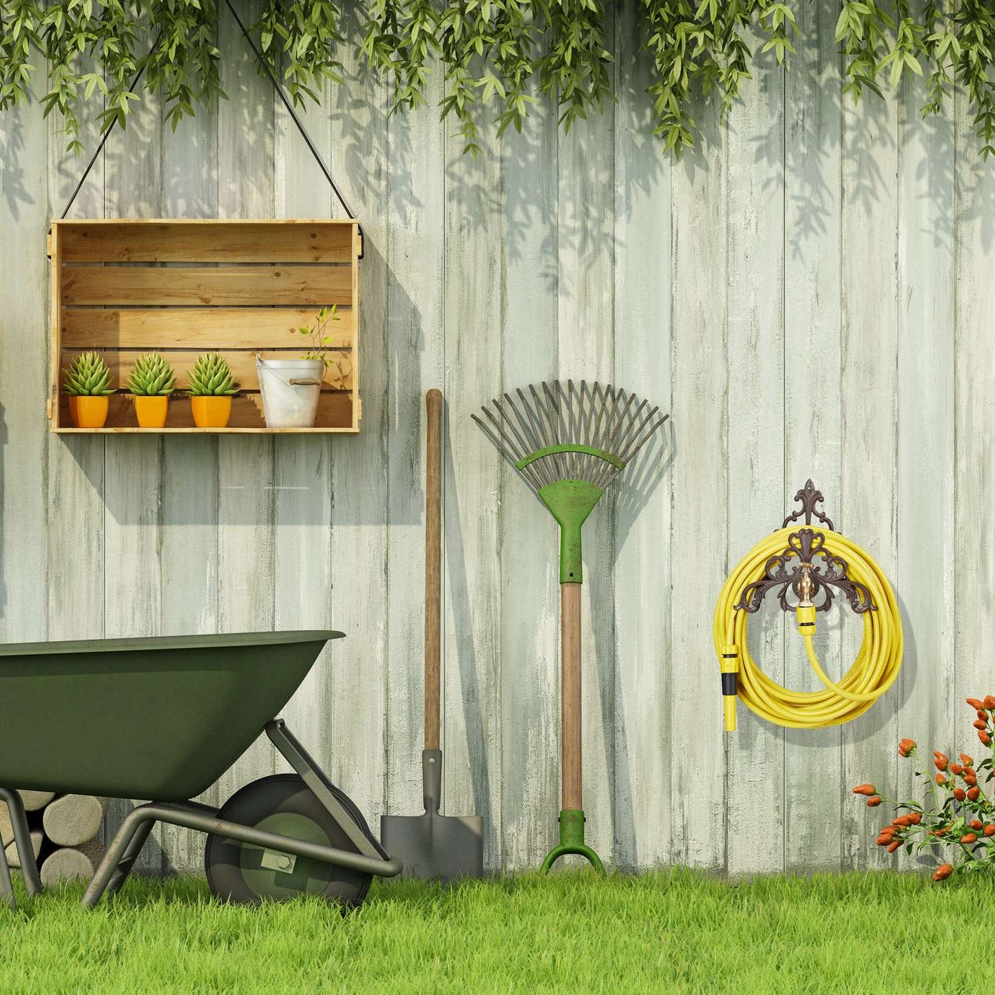 Antique Hose Reel with Faucet