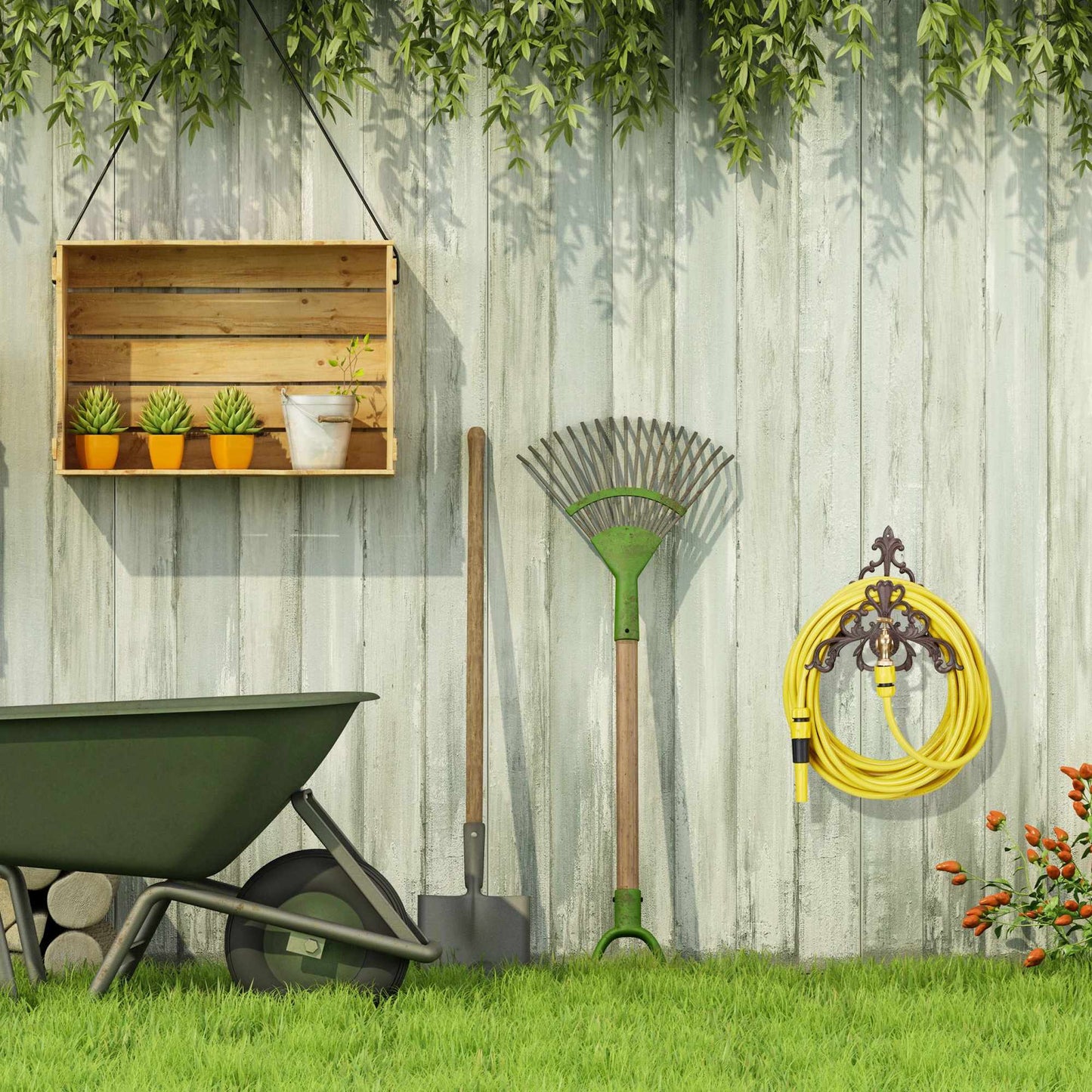 Antique Hose Reel with Faucet