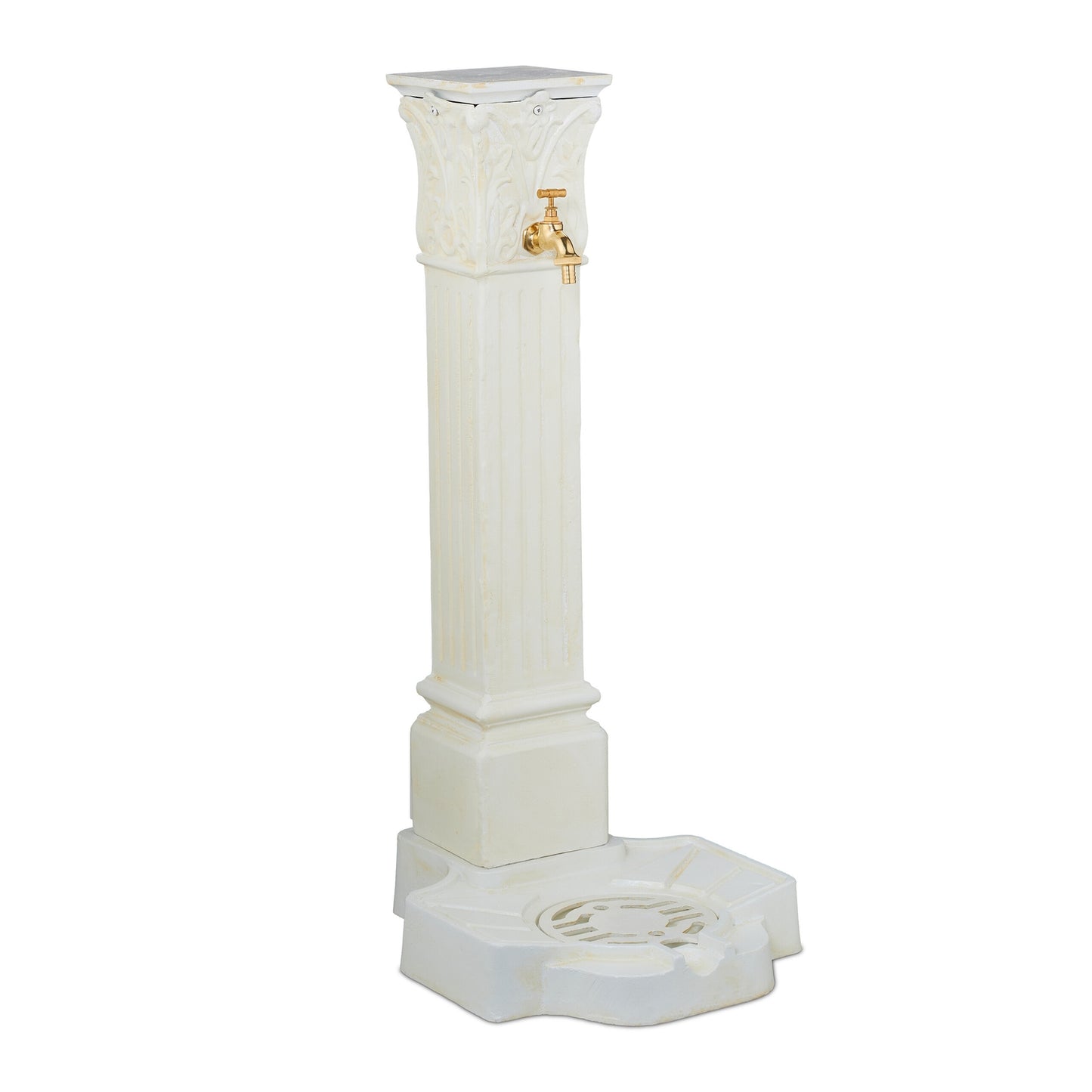 Antique-Style Metal Column Fountain with Tap, 93 cm