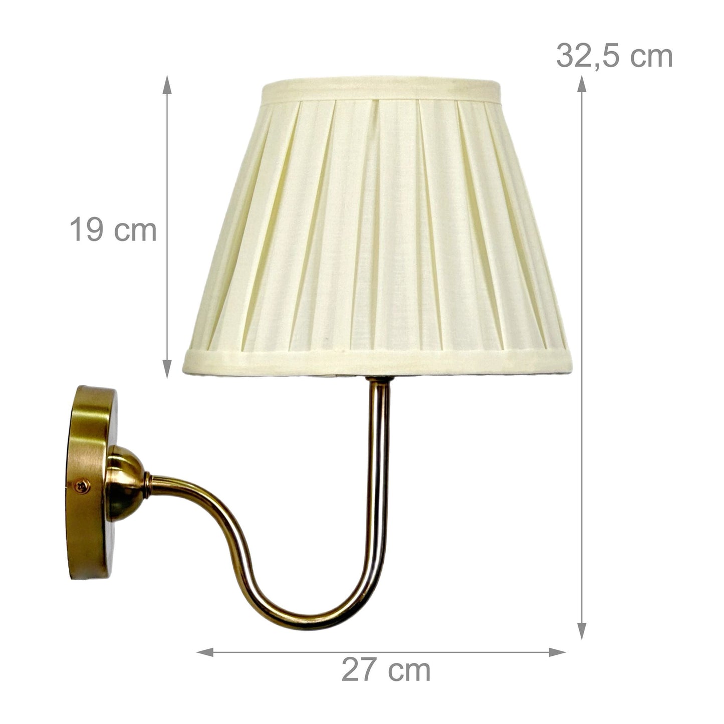 Antique Wall Lamp with Pleated Fabric Shade