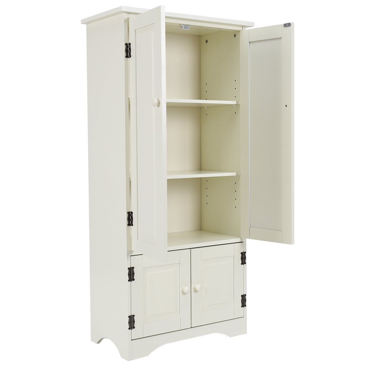 Antique Wood Highboard with Adjustable Shelves