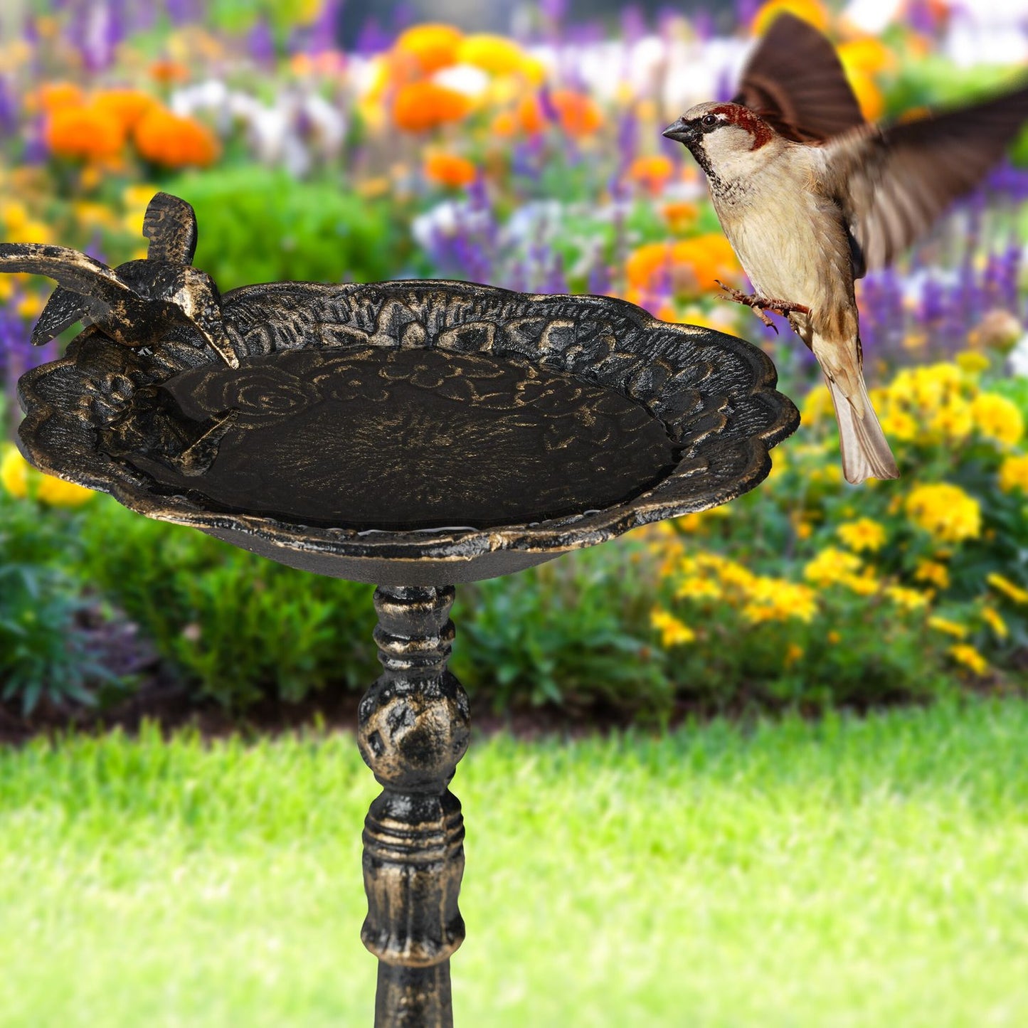 Antique cast iron bird bath