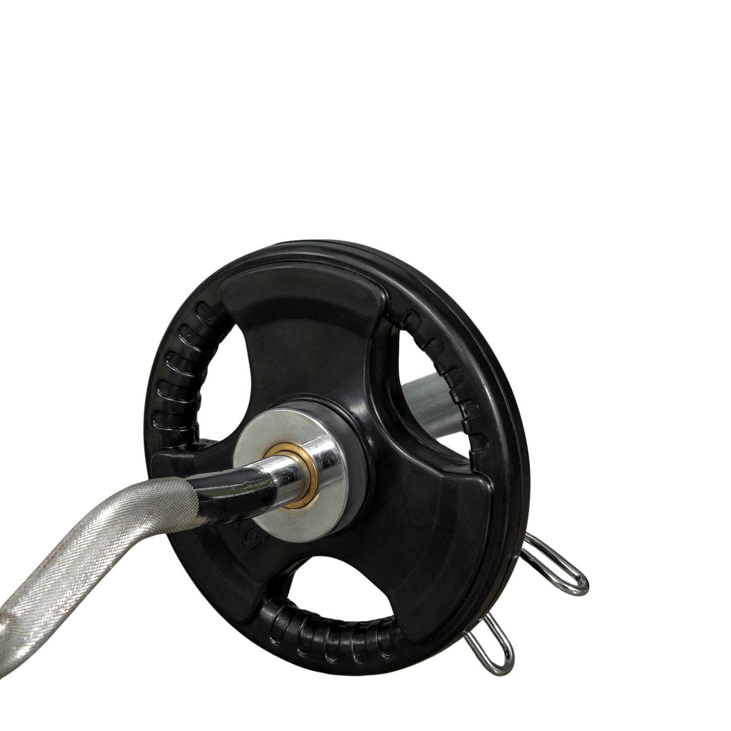 A pair of 5kg rubber Olympic Tri-Grip weight plates