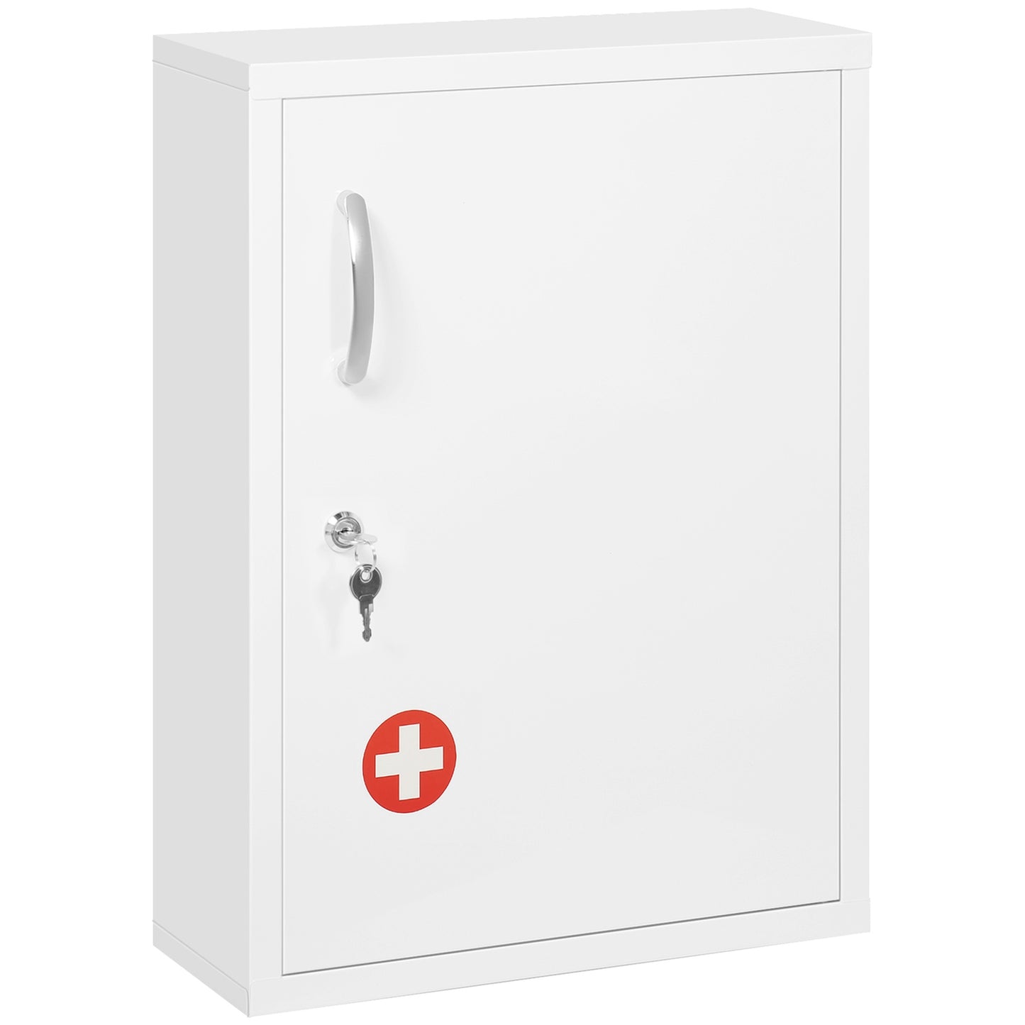 Wall-mounted pharmacy cabinet in steel, Lockable, White