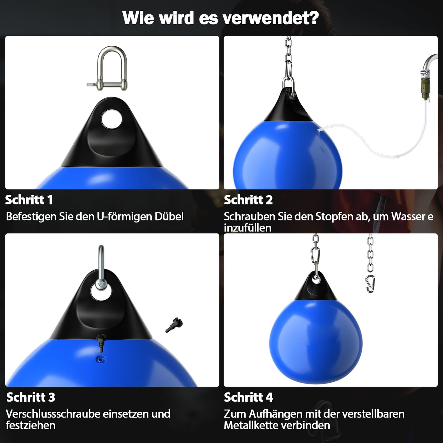 Aqua Punching Bag 45cm, 50kg with Adjustable Chain