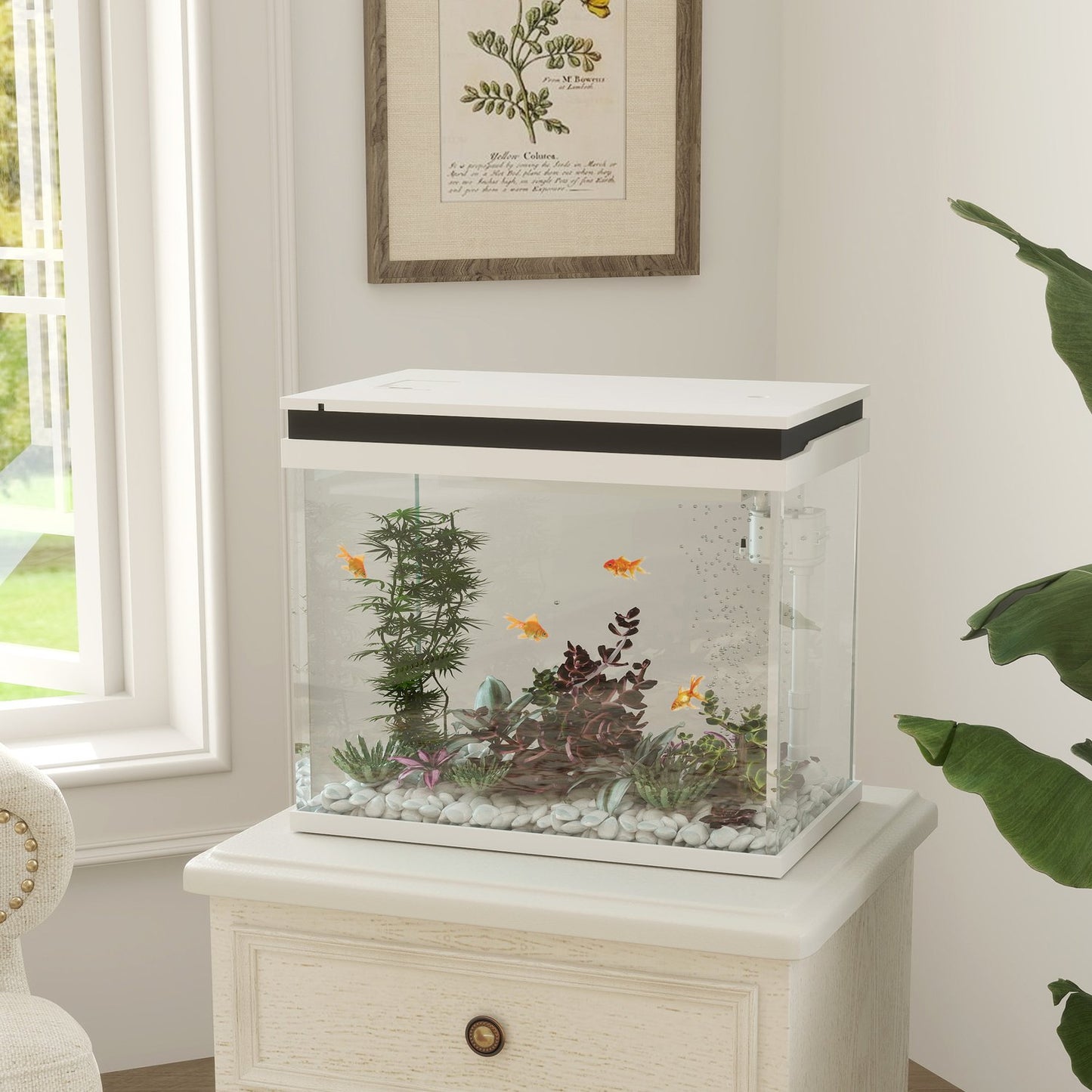 Aquarium, 41L glass with filter, LED & pump - White