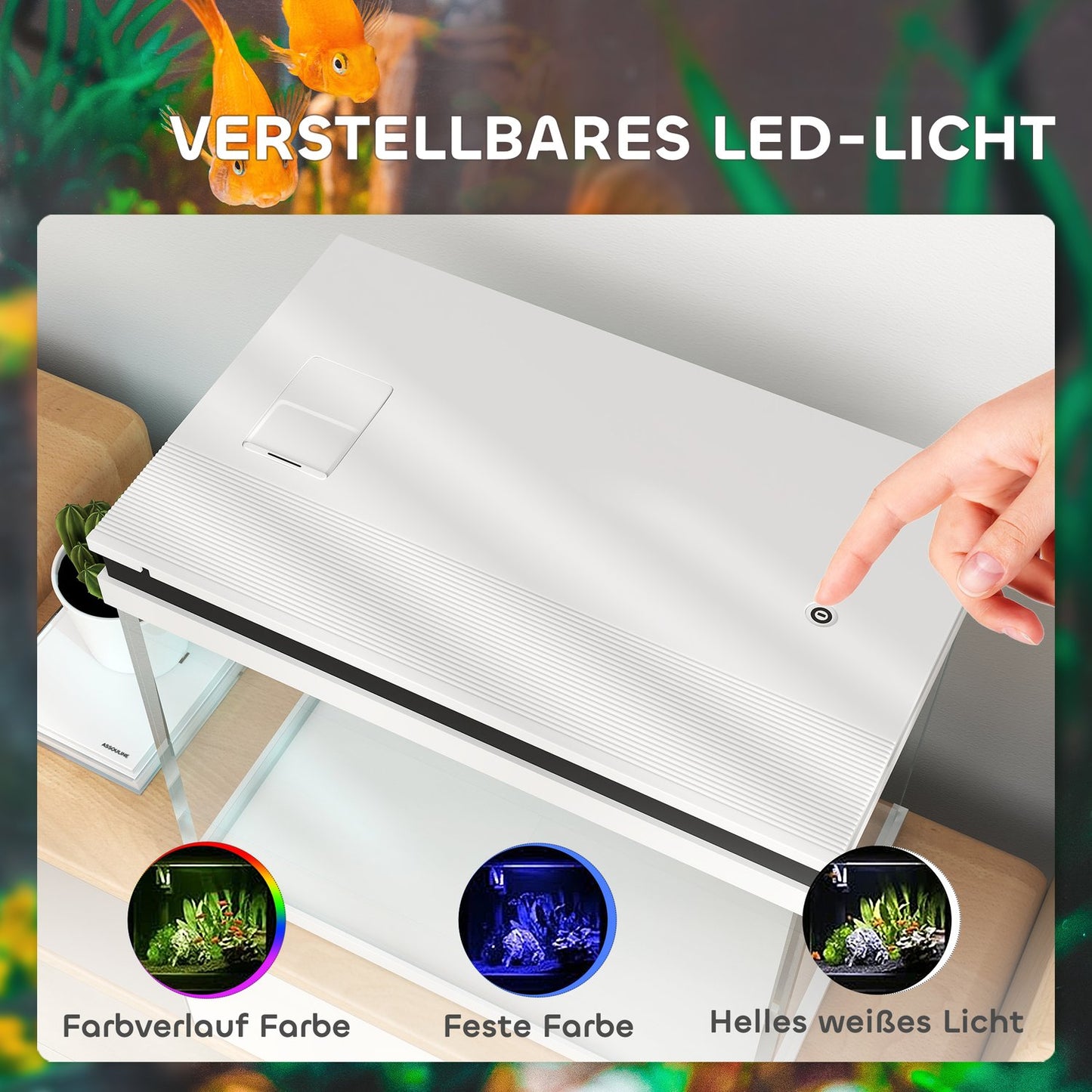 Aquarium, 41L glass with filter, LED & pump - White