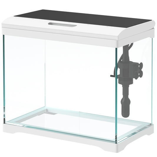 Tropical Fish Tank with LED, Filter & Pump, 17L White