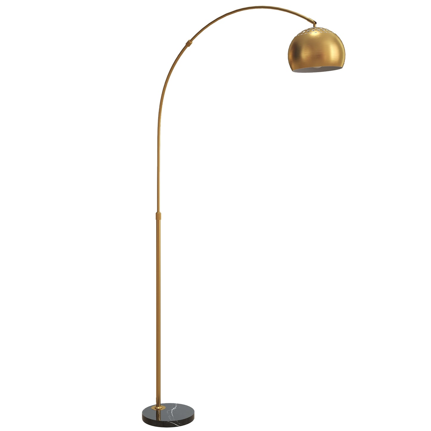 Arc Floor Lamp, Marble Base, 180 cm, Black/Gold
