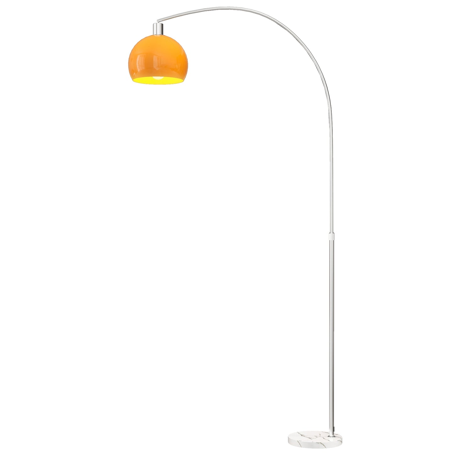 Arc Floor Lamp with Foot Switch, Marble Base, White/Orange
