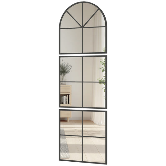 Arched Wall Mirror, Black Metal Frame, 60 x 180 cm
