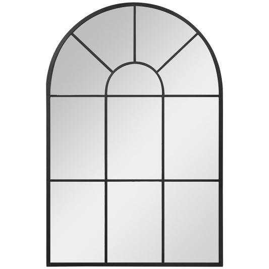 Arched black metal wall mirror 91x60cm for home decoration