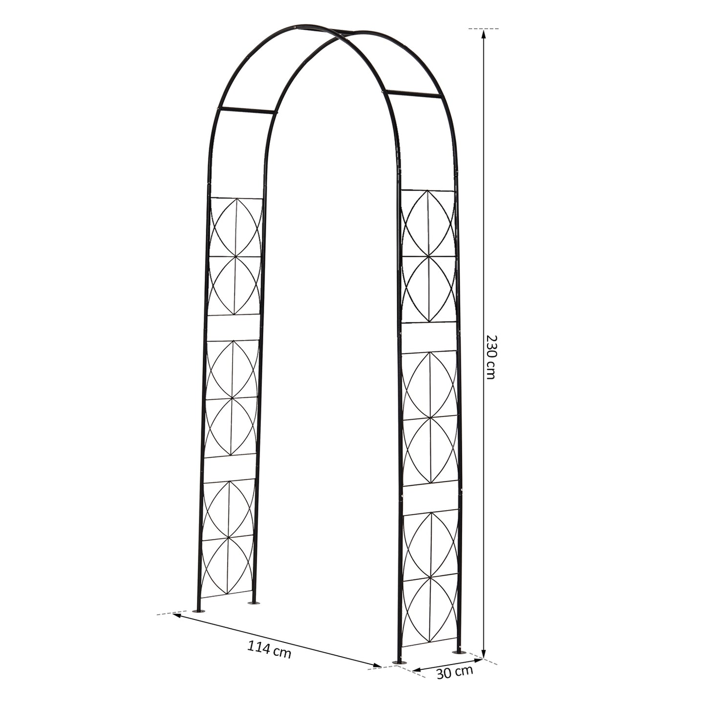 Metal Garden Arch Trellis, Black, 114x30x230 cm
