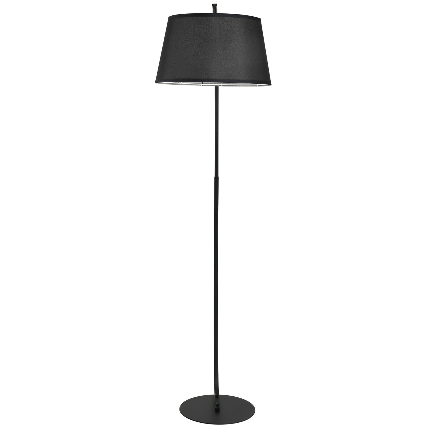 Modern metal arc floor lamp with black linen shade