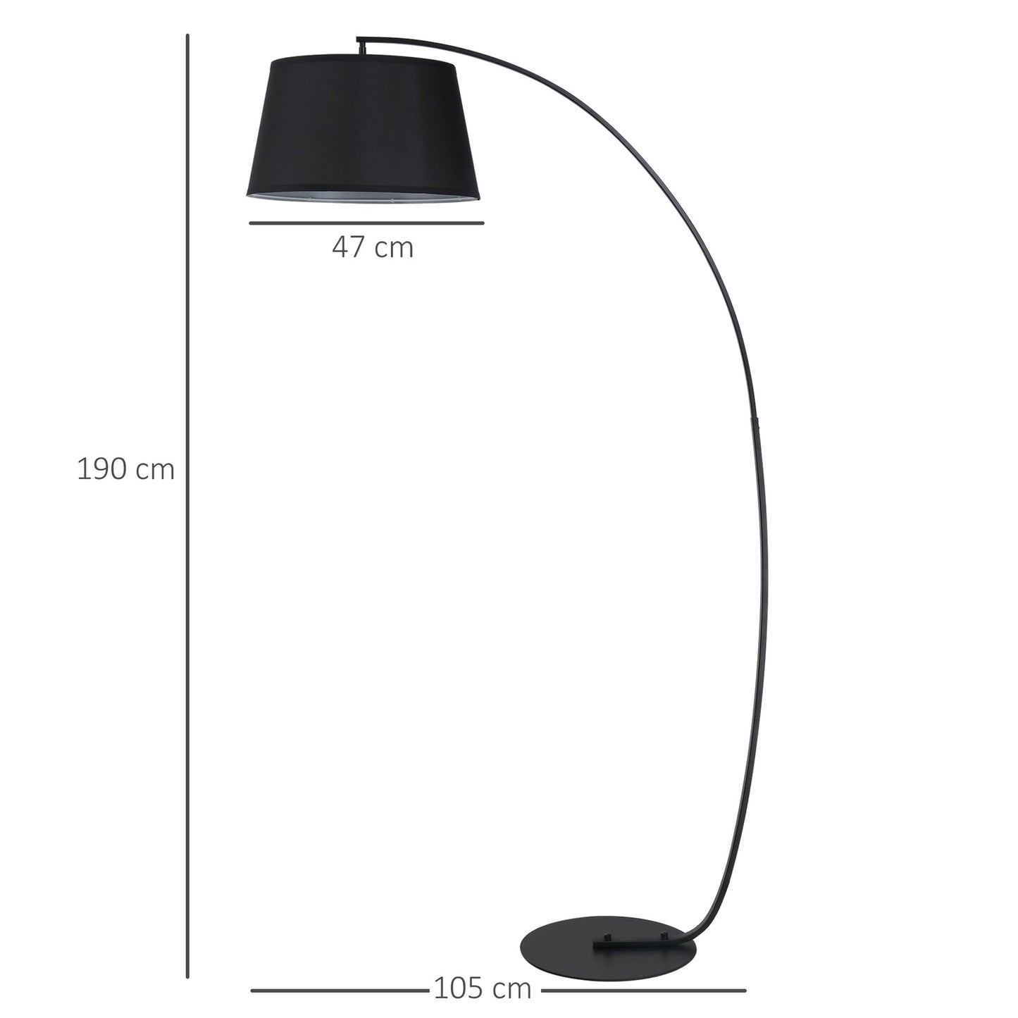 Modern metal arc floor lamp with black linen shade
