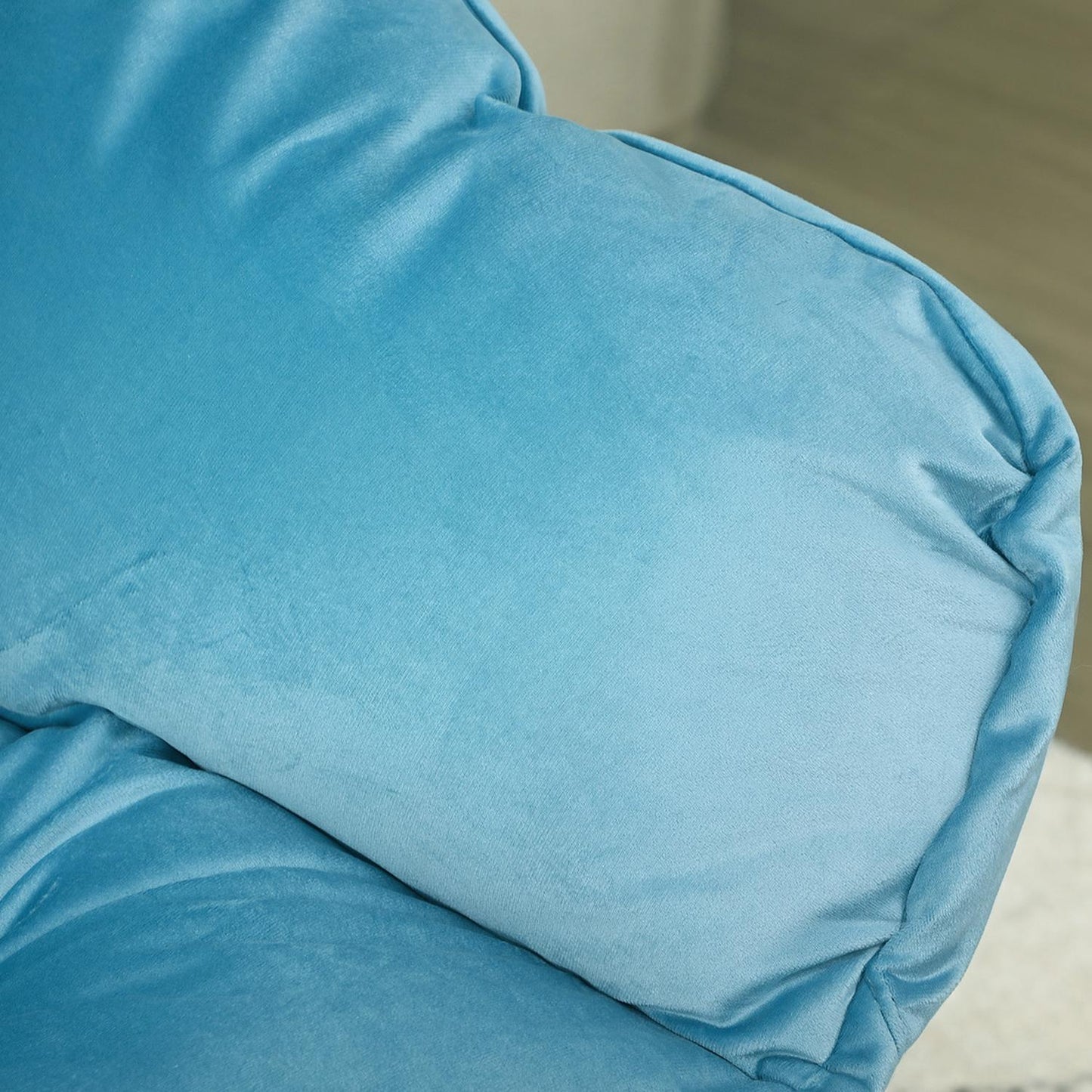 Velvet Lounge Chair, Upholstered with Side Pocket - Blue