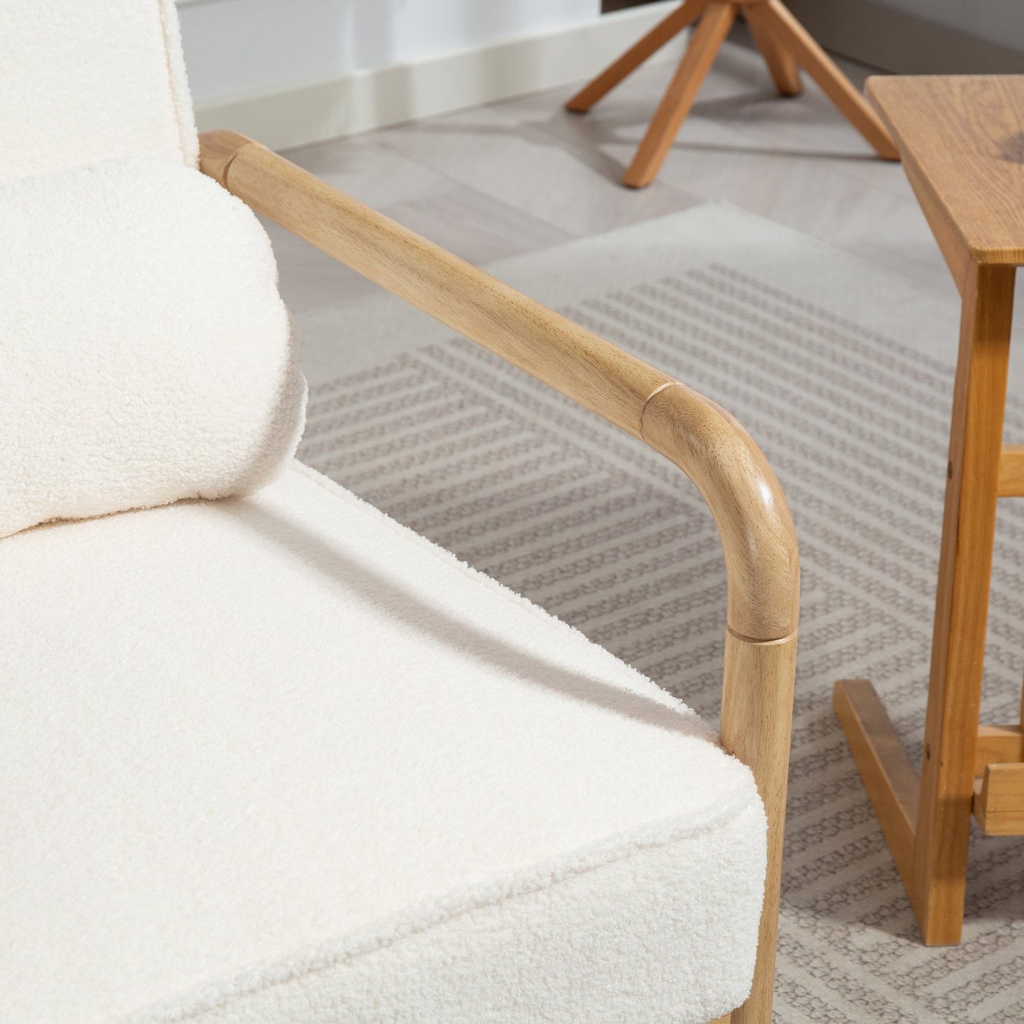 White Bouclé upholstered armchair - Relaxation & reading