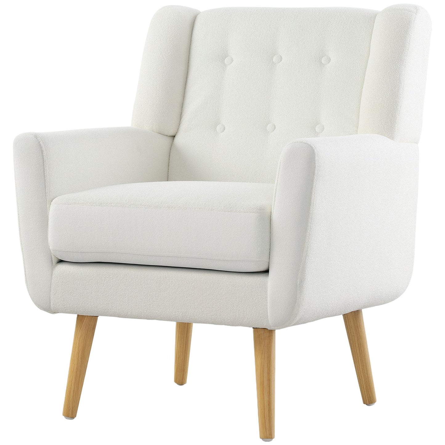 Living room wing chair - tufted, padded, white upholstery